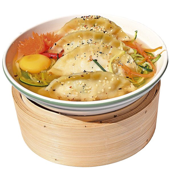 Ramen Hanzo : bouillon, ravioles maison, légumes de saison, œuf